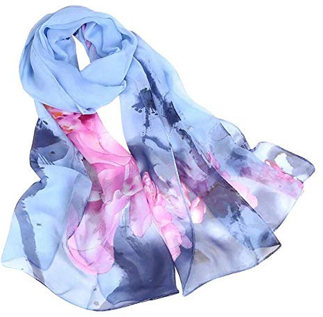 YEBIRAL Damen Schal Stola Halstuch Elegant Leicht Chiffon Schal Ganzjährig Tuch Geschenk für Frauen (Einheitsgröße, Y-03 Blau)