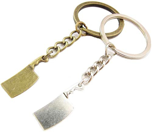 Keychain Butcher Knife Set,Chef Knife Keyring, Simple, Chef Jewelry,Meat Cleaver,Knife Jewelry Quirky