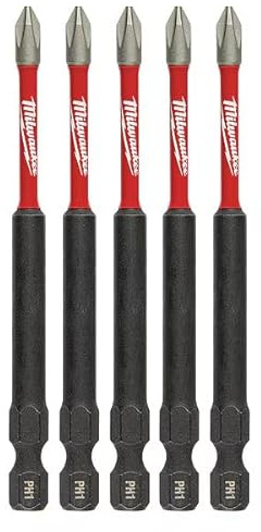 Milwaukee SHOCKWAVE #1 Phillips Bit Pack of 5, 3.5 Inch Length