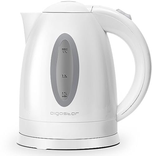 Aigostar – Bouilloire électrique d'une capacité de 1,7 litres, puissance de 2200W, sans BPA, arrêt automatique et système de protection contre l'ébullition à sec