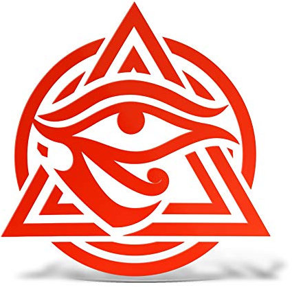 ERREINGE STICKER PRESPAZIATO ROSSO FLUO 25cm - OCCHIO DELLA PROVVIDENZA - Adesivo Decal Decalcomania Vinile Murale Laptop Auto Moto Casco Camper