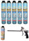DSTOCK60 - LOT DE 5 MOUSSES PISTOLABLES + 1 PISTOLET + 1 NETTOYANT - MOUSSE EXPANSIVE 750 ML - MOUSSE POLYURÉTHANE PROFESSIONNELLE - ISOLE, COLLE ET REBOUCHE - EXTÉRIEUR ET INTÉRIEUR