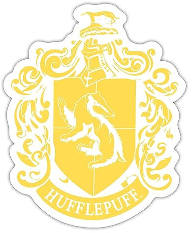 Spreadshirt Harry Potter Hufflepuff Wappen Sticker Aufkleber, 10 x 10 cm, Mattweiß