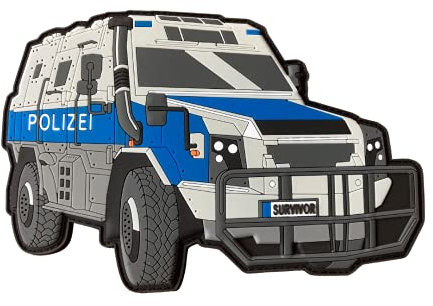 Polizeimemesshop Survivor XL PVC Rubber Patch mit Klett - Polizei - Einsatzfahrzeug