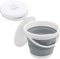 ACUNA Collapsible Bucket 5L, Portable Silicon Foldable Bucket With Comfortable Carry Handle, Durable Sturdy Space Saver Collapsible Bucket For Home, Office, Fishing, Camping, Beach, Travelling (GREY)