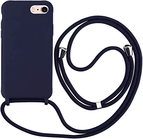 wentdzSW Cordon de Coque Compatible avec iPhone 6/7/8 (4.7),Couleurs de Bonbons Cover Silicone Liquide Lanyard Case Réglable Collier pour Étui Housse -Bleu