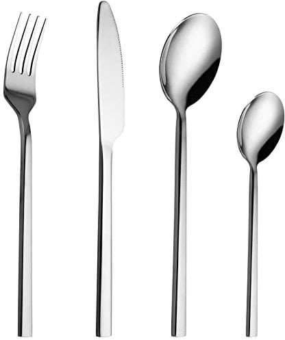 Cutlery Set, 24 Piece Stainless Steel Flatware Set Including Knives Forks Spoons Teaspoons Cutlery Set for 6 People, Mirror Polish Finish, Dishwasher Safe, Multipurpose Use for Home Restaurant Hotel