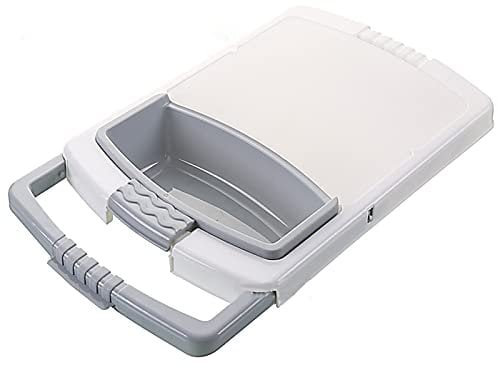 BigTron Tagliere multifunzione in plastica, con cestello 3 in 1, per tagliare il lavaggio e lo scarico (grigio)