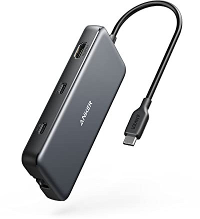Anker 555 USB-C Hub (8-in-1) - for Notebook/Monitor - Memory Card Reader - microSD, SD - 100 W - USB Type C - 1 Displays Supported - 4K - 3840 x 2160-2 x USB Type-A Ports - USB Type-A - 1 x USB Type