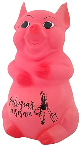 Sparschwein groß XXL aus Keramik Personalisierte mit Namen ohne öffnung für Mädchen und Jungen für Kinder und Erwachsene Kindersparschwein Spardose handgemalt (Rosa)