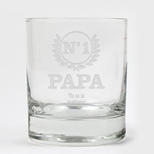 CADEAUX.COM - Verre à Whisky Tumbler 30cl Papa N°1 - Cadeau Anniversaire et Fête des Pères - Idée pour Homme