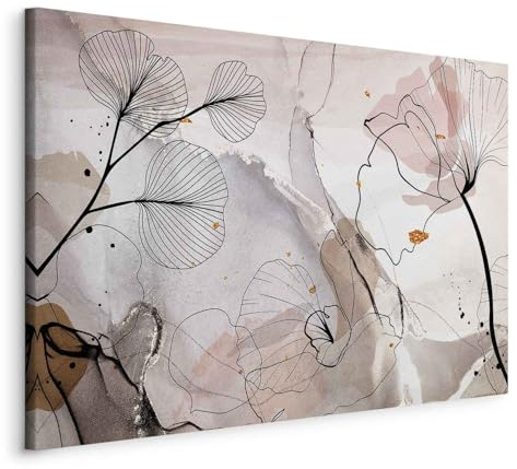 murando - Quadro Moderno per Soggiorno Grandi, Fiori e Foglie, 120x80 cm | Chiodi Inclusi, 1 Pezzo, Stampa su Tela, Decorazione da Parete, Resistenti Allo Sbiadimento, Produzione Europea