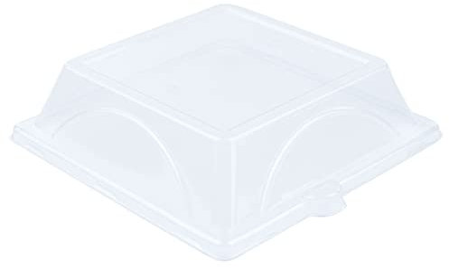 Pulp Tek Square Clear Plastic Dome Lid - Fits Sugarcane/Bagasse Medium Plate - 100 count box