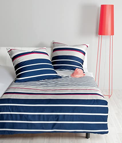 Janine Bettwäsche Mako-Satin Moments 155x220 + 80x80 cm kies rot Marine
