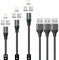N. NETDOT Magnetisches Ladekabel, 3in1 Schnellladung Gen12 Telefonladegerät und Datenübertragung Magnetisches Ladegerät für Micro-USB, USB-C und i-Produkt - 0.3/1/2m