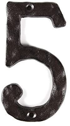 STCREE Hausnummern aus Gusseisen, 14,5 cm, Nummer 5, Briefkastennummern, Adressnummern für Haus, Briefkasten, Wohnung, Hotel, Tür, Zimmer, Schrank, TQGJST43