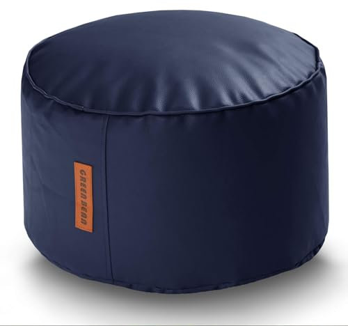 Green Bean Sitzhocker aus Kunstleder - Pouf mit EPS Perlen Füllung - 43 x 30 cm - perfekte Ergänzung zum Sitzsack - Sitzwürfel Sitzkissen Hocker Fußhocker - Dunkelblau
