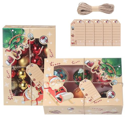 TsunNee Christmas Cupcake Boxes 6 Hole Muffin Boxes with Inserts, Xmas Treat Boxes Gift Boxes, Cookies Gift Baking Box for Christmas Pastries Brownies Donuts Party Supply