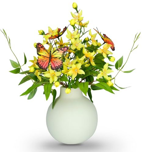 HOSY Kunstblumen in Glasvase mit Lichterkette (Freesie)