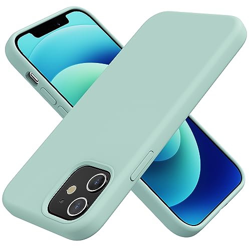 TAXXOE Silicone Case Compatible with iPhone 12 Case/12 pro case Soft Ultra Slim Protective Shockproof Liquid Silicone Phone Case,Anti-Scratch Microfiber Lining, 6.1,Cyan