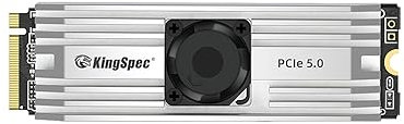 KingSpec VP101 1TB PCIe 5.0 M.2 SSD - Fino a 10000 MB/s, SSD M2 Gen 5 NVMe con dissipatore di calore e ventola, DirectStorage Enabled - Gaming, fotografia, editing video, design (1000GB)