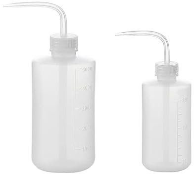 LATRAT Juego de 2 regaderas de plástico, botellas de seguridad para la limpieza de botellas transparentes para jardinería, riego de plantas, laboratorio, 250/500 ml