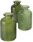 Glasvase 3er Set transparent grün - 10 cm - Kleine Deko Blumenvase rund - Relief Tischvase Knospenvase Glas Flasche Tischdekoration