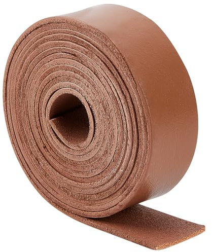 GORGECRAFT 25mm x 2m Flat Leather Strap Genuine Leather Strips 2mm Thick Cowhide Leather Cord Braiding Thread Rope for Bracelets Necklace Jewelry Making Collars Guitar Belts DIY Crafts, Camel
