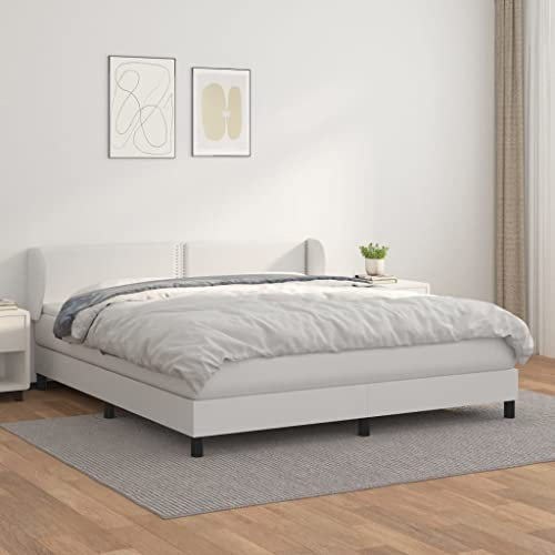 Willood Boxspringbett mit Matratze Weiß 160x200 cm Kunstleder Kunstlederbett
