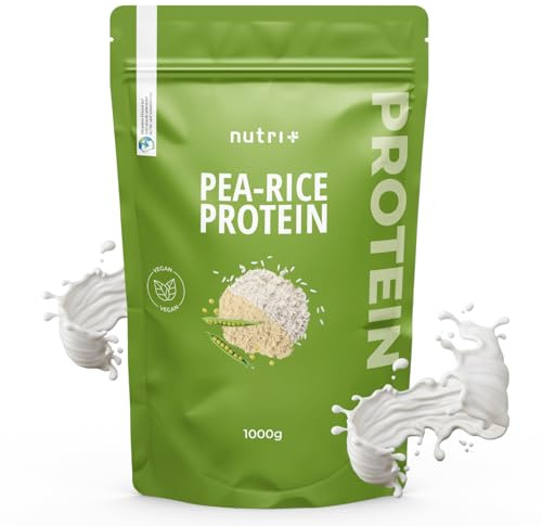 Nutri + Erbsenprotein + Reisprotein Neutral 1 kg - Veganes Eiweißpulver ohne Soja, Zucker, Laktose und Süßstoff, Sucralose - Natural Protein 1000 g