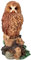 Figuren Shop GmbH Naturgetreue Eulenfigur - Braune Brilleneule auf Stamm, Kunststein, 14cm, handbemalt