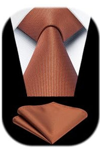 Enlision Orange Krawatten Herren Hochzeit Einfarbig Krawatten und Einstecktuch Set Klassisch Krawatte Taschentuch Party