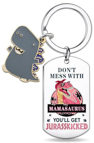 ICHRATI Muttertagsgeschenk von der Tochter, beste Mütter aller Zeiten, Geburtstagsgeschenke für Frauen und Erwachsene, Ostergeschenk, lustiger Mamasaurus-Schlüsselanhänger für Muttertag, Weihnachten,