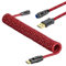 Yindiao & MANBASNAKE C05 Custom Coiled Mechanical Keyboard Cable Double-Sleeve Braided Keyboard Cord with CNC Copper Detachable Aviator Connector USB-C to USB-A for Keyboard/PC/Phone, 1.6 m, Red
