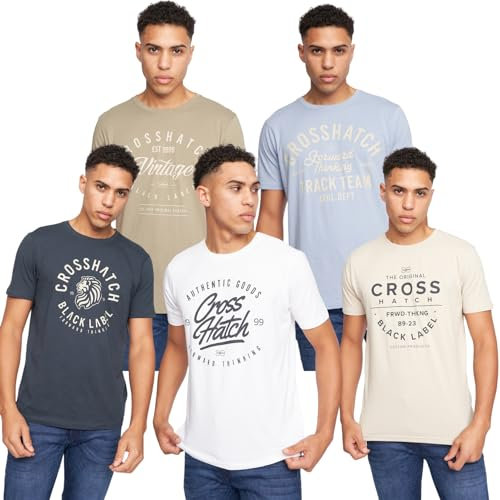 Crosshatch (5PACK Classic Comfort, Endless Style - Men's Everyday Essentials Crew Neck T-Shirt, Designer Mens Tshirt – Your Perfect Set of Short Sleeve Tees(XL/5 Pack - FELLMIRE)