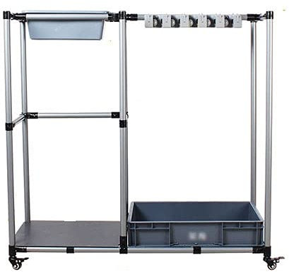 Drain Rack Broom Mop Holder Put Broom and Mop Holder, Movable Floor-Standing Trolley with Universal Wheels Wet Mop Storage Rack, Clean Storage Trolley for Company, Family