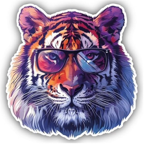 Samunshi® Cooler Tiger mit Sonnenbrille Aufkleber Wohnmobil Aufkleber für Motorrad Fahrrad Roller oder Camper Camping Wohnwagen Mountainbike Rennrad Comic Cartoon Retro Drip Sticker 19x20cm