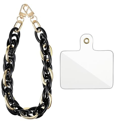 Yuanchu Phone Wrist Strap, Acrylic Aesthetic Color Phone Charms Strap Detachable Cell Phone Lanyard with Tether Anti-loss Cellphone Chain Accessories Decoration Gift for Phone Case Women Men(Black)