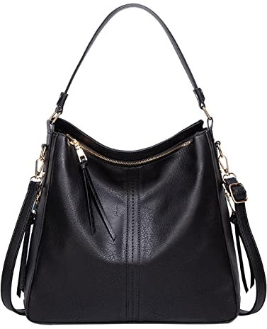 Handtaschen für Damen Große Designer-Damentasche Bucket Purse Kunstleder Aigner Taschen Damen Schwarz (Black, One Size)