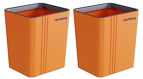 siduytin Cubo de Basura de 2 Piezas para Oficina, Hotel, Sala de Estar, Dormitorio, Papelera, Cubo de Basura de Forma Cuadrada, Gran Capacidad, Naranja L
