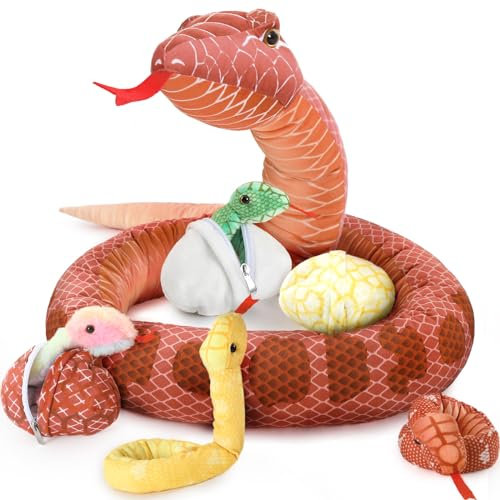 MorisMos 300cm lang Schlange Kuscheltier XXL mit Baby im Bauch, riesen groß Plüschschlange Plüschpuppe, Flauschiger Stofftier Plüschtier Snake Geschenk für Jungen
