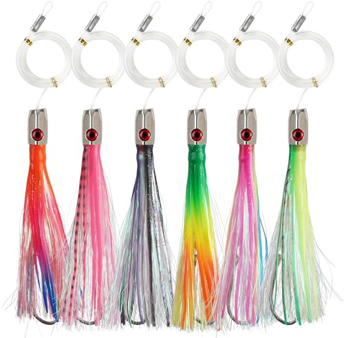Trolling Köder Salzwasser Angelköder Offshore Big Game Angelköder für Thunfisch Mahi Marlin Delphin Wahoo Trolling Skirted Köder Tiefseefischen Squid Skirts Rig