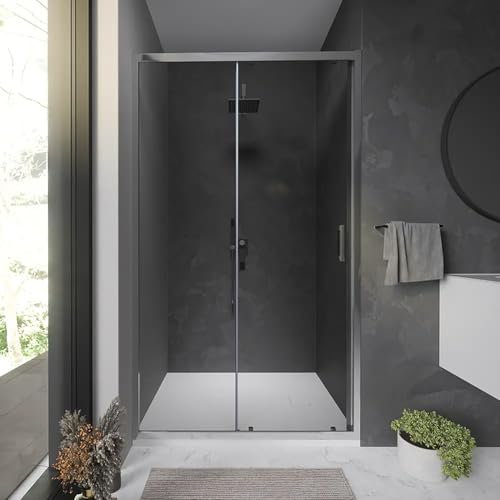 Nicchia Doccia 100 cm Reversibile Scorrevole Vetro Trasparente 6 mm Profilo Cromato Altezza 198 cm Parama Modello Tahiti