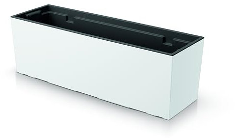 Jardinera 77x23x24 cm | Macetas de plástico, Resistente a la Intemperie y versátil | Jardinera Ideal para balcón e Interior | Maceta de diseño Elegante | Blanco