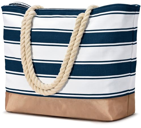 oscaurt Strandtasche Tote Bag mit Reißverschluss Shopper Tasche Damen Faltbare Einkaufstasche Umhängetasche Handtasche Damen Gross Reisetasche Geschenke für Frauen