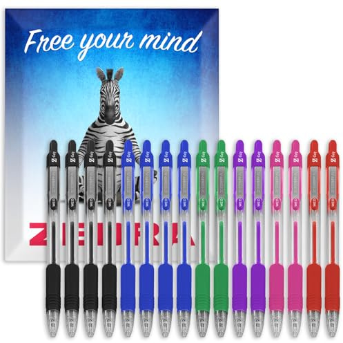 Zebra Pen Z-Grip Retractable Ballpoint Pens - 1.0mm Nib - Pack of 16 - In Envelope Gift Packaging - School, Writing, Work, Office (Assorted)