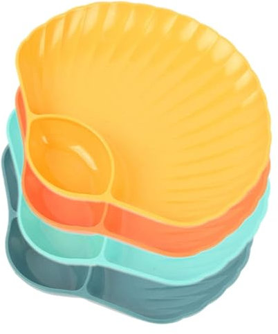 Set di 4 piatti piani in ceramica con divisore per salse, per gnocchi di sushi