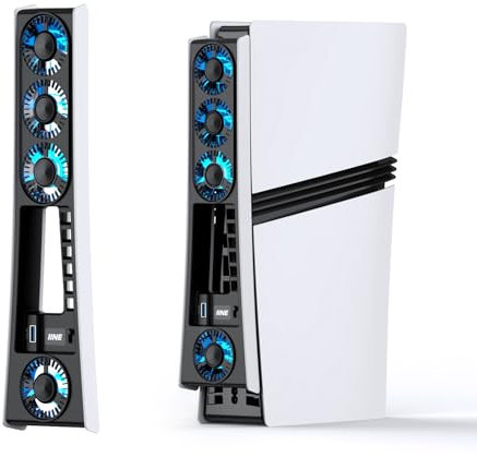 Ventilateur de refroidissement pour PS5 Pro, ventilateur de refroidissement efficace avec vitesse réglable/lumière LED, accessoires de refroidissement à température contrôlée PS5 PRO avec port USB 3.0
