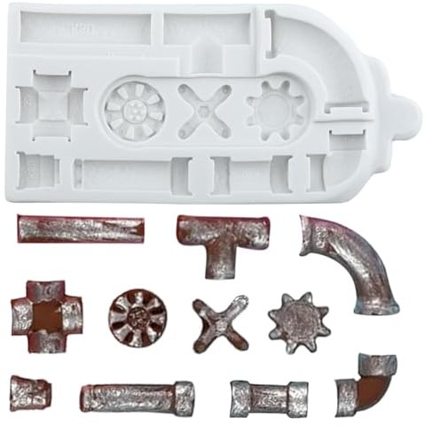 Sijiangmold Rohre Silikon Schokoladenformen Zahnrad Ventil Fondantform | Steampunk Kuchendekoration Schokolade Cupcake Topper Süßigkeiten Polymer Clay Blütenpaste