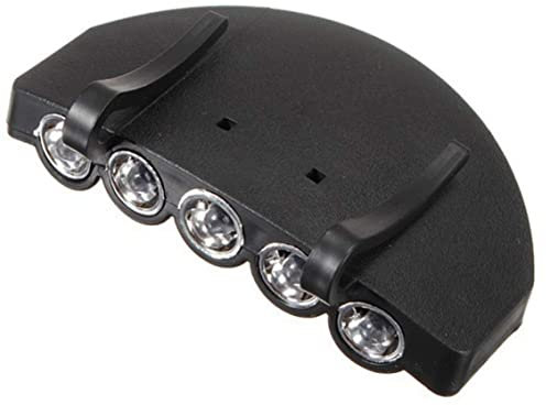 Veesper Hands-Free 5 LED Cap Light with Hat Clip, Portable Mini Flashlight for Outdoor Running, Fishing, Camping, Sports & Night Walking (Batteries Included)
